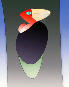 Picchio nero dal becco tondo (uccello fantastico) Francesco Saverio ALESSIO, copyright 2003 �